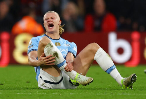 Erling Haaland havde problemer med at få den i nettet for Manchester City lørdag eftermiddag.