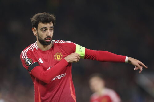 Bruno Fernandes nettede for Manchester United søndag eftermiddag.