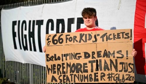 Manchester United-fans i stor protest.