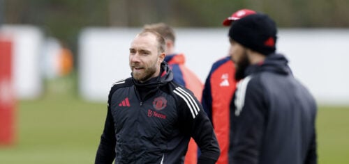 Rúben Amorim ventes at se Christian Eriksens vej, når startopstillingen skal sættes til Manchester Uniteds kamp torsdag aften.