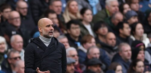 Pep Guardiola får klar besked efter Manchester Citys møde med Brighton på Etihad Stadium. Kampen endte uden vinder, 2-2.